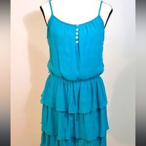 Lily Rose Teal Layered Ruffle Dress